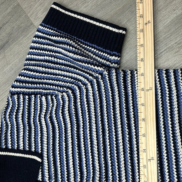 NWT Madewell Navy Blue Striped Johnny-Collar Sweater Tee Size Small - Picture 6 of 8